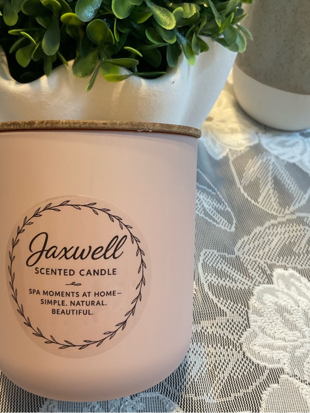 Jaxwell spring Blossoms Scented Candle - Blush Pink Jar with wooden lid